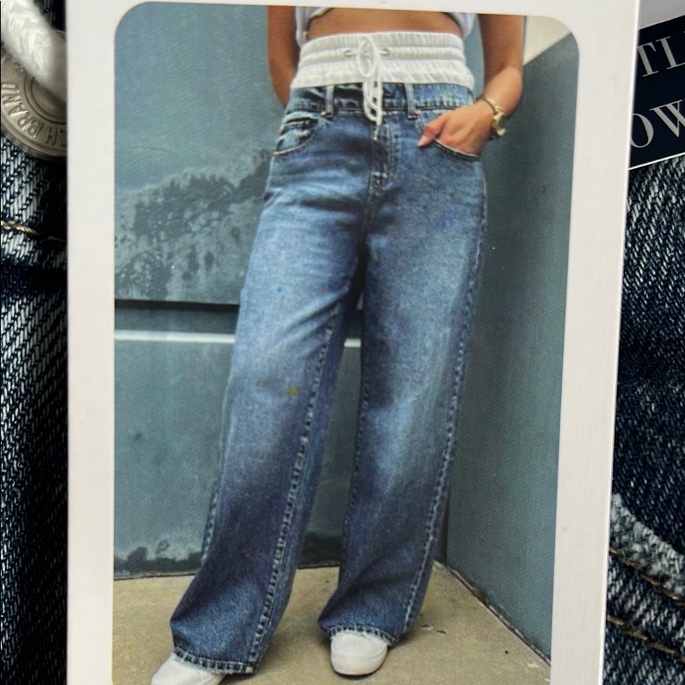 Double Waistband Denim Jeans - Picture 6 of 6
